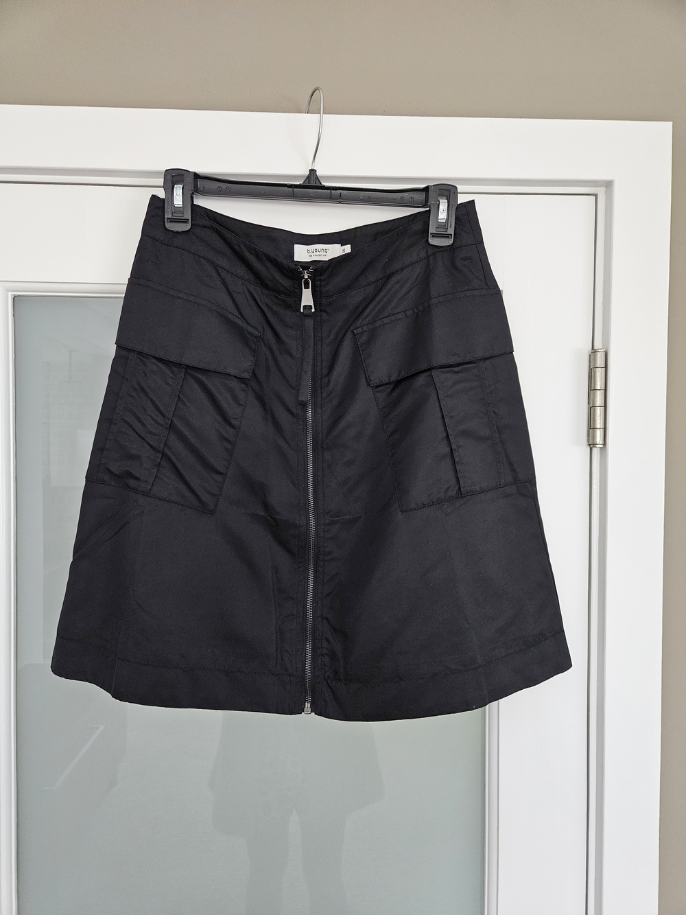 NWOT Anthropologie B. YOUNG Black Mini Skirt with Front Zip & Pockets - Cargo